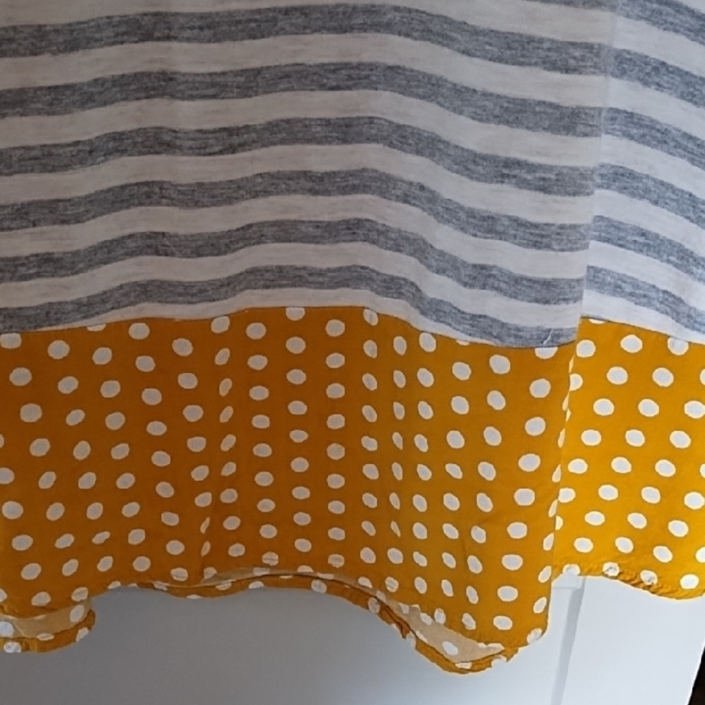 Matilda Jane Gray & Yellow Striped Tunic with Polka Dot Trim - Picture 2 of 5